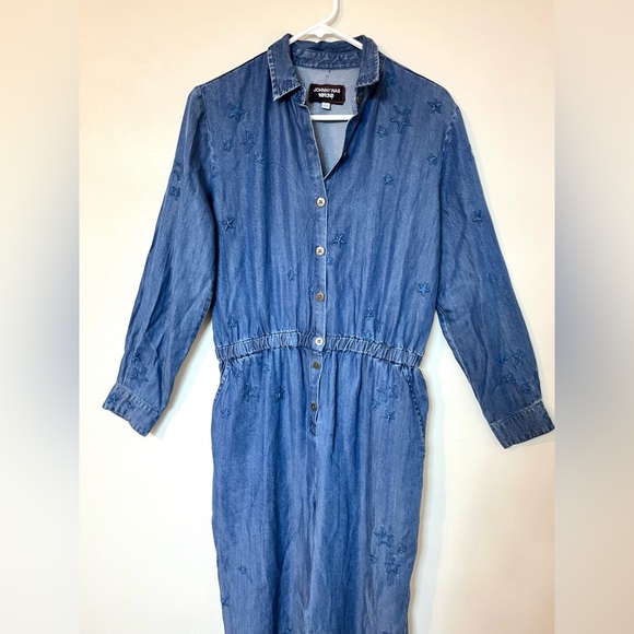 JOHNNY WAS Halley Jumpsuit Denim Blue Embroidered Star Size Small ($310) Western - Picture 3 of 8